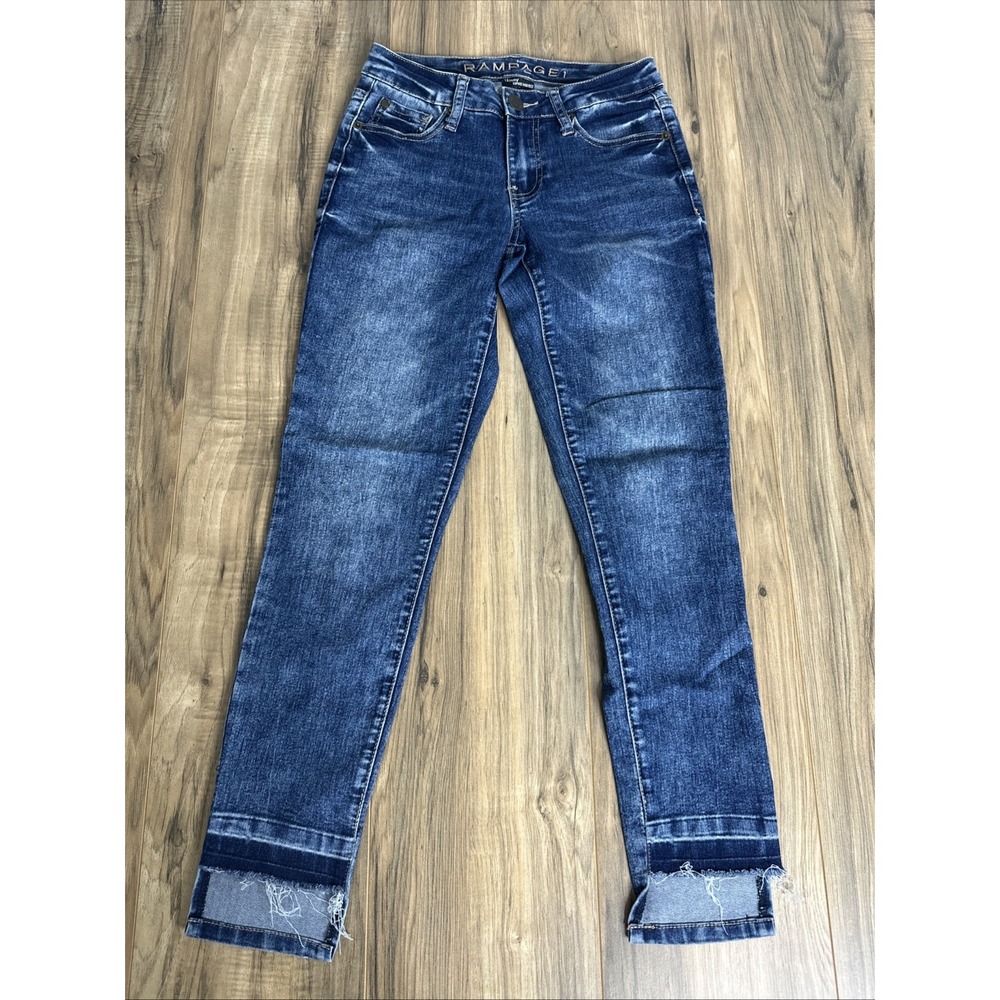 Rampage Women's Skinny Sophie Mid‎ Rise Jeans Size 1  Dark Wash Blue